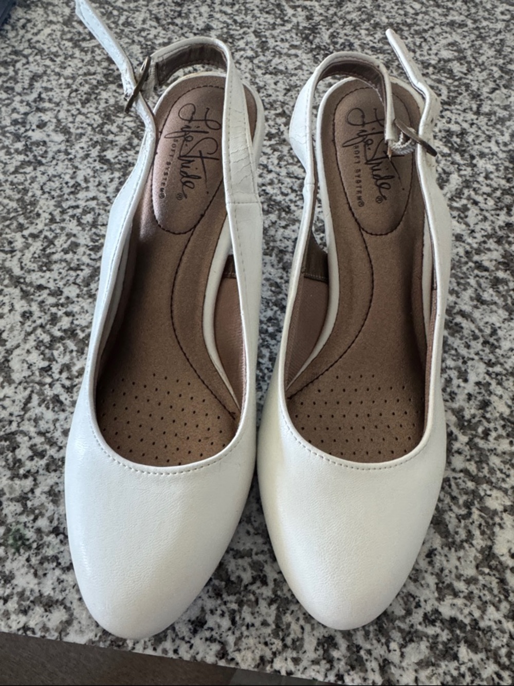 Life Stride White Women's Slingback Flats